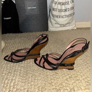 Vintage Alaïa Satin Wedge Heels